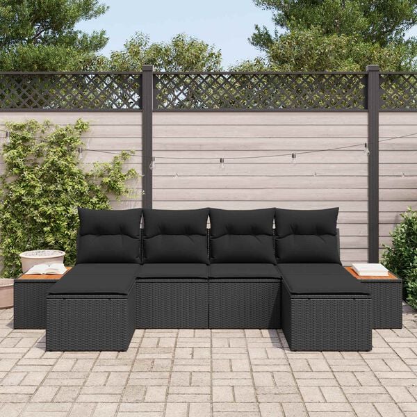 vidaXL Aia Diivanikomplekt padjaga 6 pcs Must Pol&uuml; Rattan