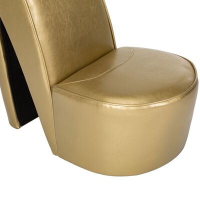 vidaXL kõrge kontsa kujuga tool, kuldne, kunstnahk