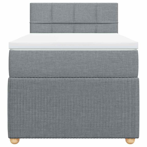 vidaXL kontinentaalvoodi madratsiga, helehall, 90x200 cm, kangas