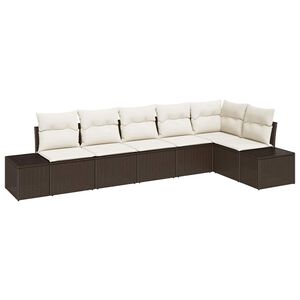 vidaXL Aia Diivanikomplekt padjaga 6 pcs Pruun ja kreem pol&uuml;rotang