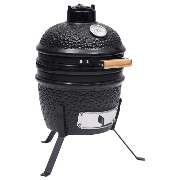vidaXL kaks &uuml;hes Kamado grill-suitsuahi, keraamiline, 56 cm, must