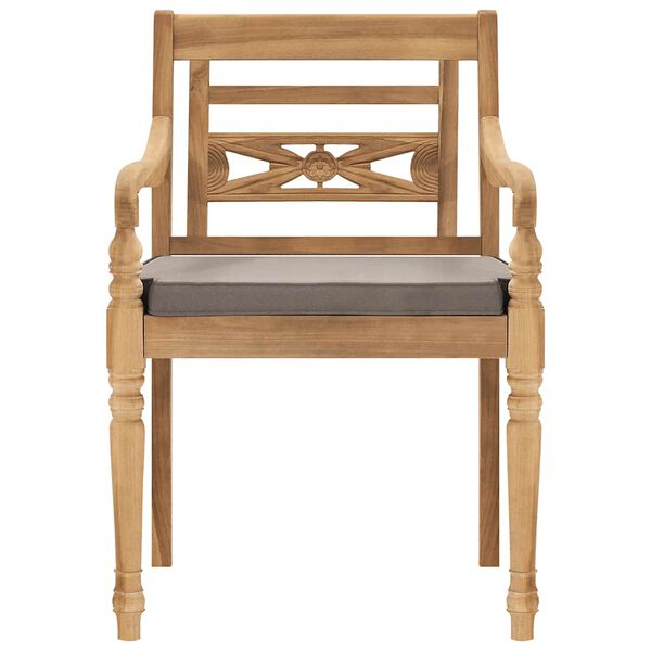 vidaXL 3-osaline aiamööbli komplekt tumehallide patjadega, tiikpuu