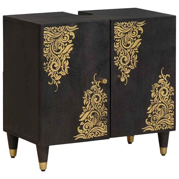 vidaXL Vannitoa kapikomplekt ladustamisega 2 pcs Must Tugev mango puu