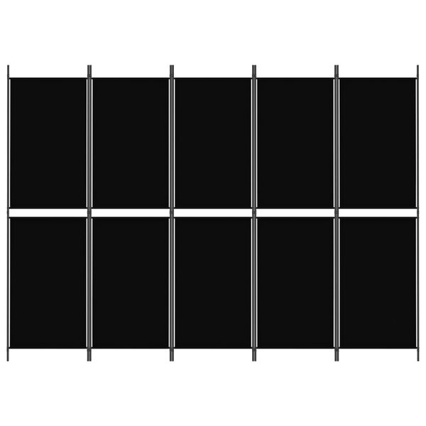 vidaXL 5 paneeliga ruumijagaja, must, 250 x 180 cm, kangas