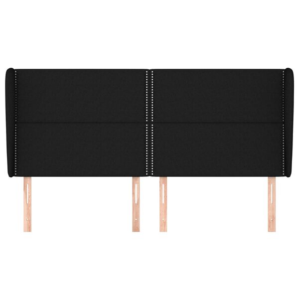 vidaXL voodipeats servadega, must, 163x23x118/128 cm, kangas