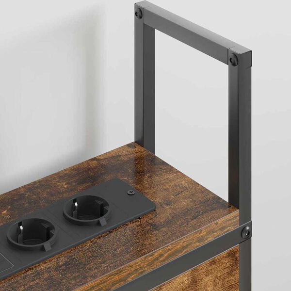 vidaXL S&auml;ilitusega peatoed laadimisjaamaga Suitsutatud tamm 160 cm