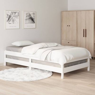 vidaXL virnastatav voodi, valge, 100 x 200 cm, männipuit