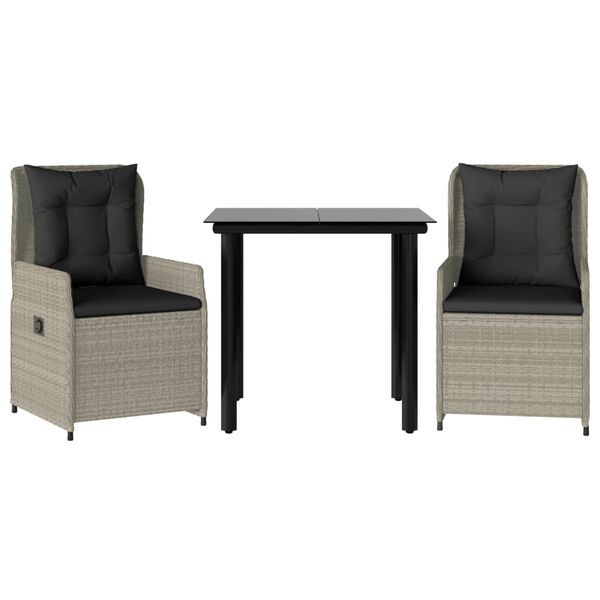 vidaXL 3-osaline aiam&ouml;&ouml;bli komplekt patjadega, helehall, pol&uuml;rotang