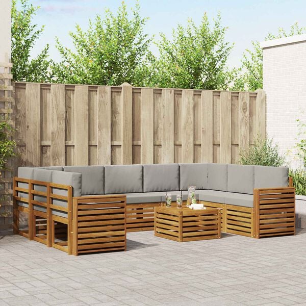 vidaXL Diivanikomplektid padjaga 10 pcs Looduslik ja Hele Hall