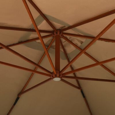 vidaXL päikesevari puitpostiga, 400 x 300 cm, pruunikashall