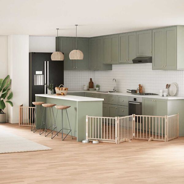 vidaXL kokkupandav koerav&auml;rav uksega, 8 paneeli, 640 cm, paplipuit