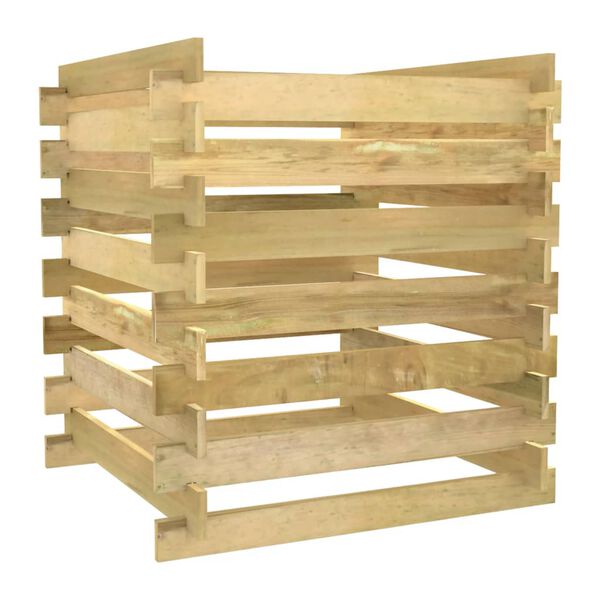 vidaXL liistudega kompostikast 90x90x90 cm, immutatud männipuit