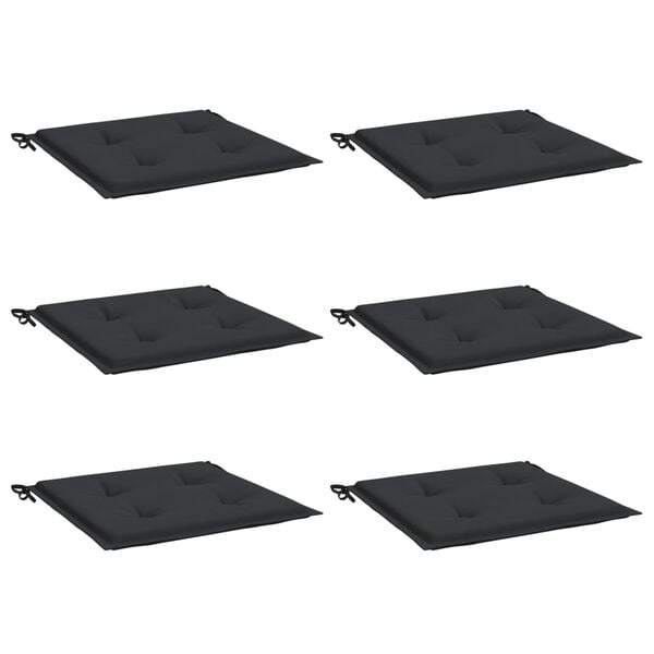 vidaXL aiatooli istmepadjad 6 tk, must, 50 x 50 x 4 cm, kangas
