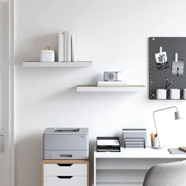 vidaXL seinariiulid, 2 tk, tamm ja valge, 60 x 23,5 x 3,8 cm MDF