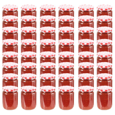 vidaXL klaasist moosipurgid valge ja punase kaanega 48 tk, 230 ml