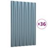 vidaXL katusepaneelid 36 tk, galvaniseeritud teras, hall, 60 x 36 cm