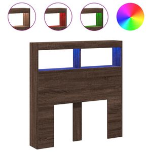 vidaXL voodipeatsi kapp LED-tuledega, pruun tamm, 100x17x102 cm