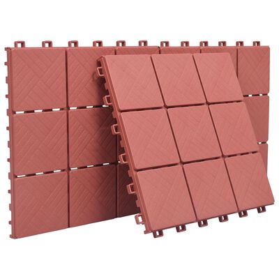 vidaXL terrassiplaadid 10 tk, punane, 30,5 x 30,5 cm, plast