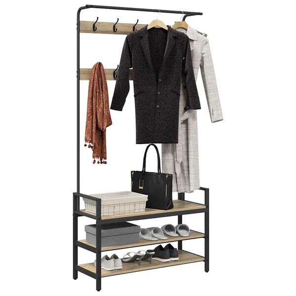 vidaXL Riidepuu riiuliga Sonoma tamm 95 x 34 x 184 cm Tehispuit