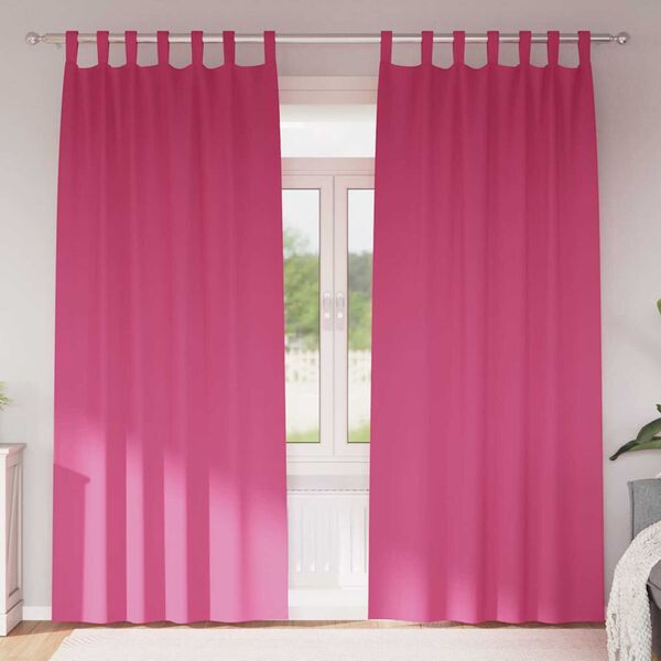vidaXL Kardinad r&otilde;ngastega 2 pcs Erk Roosa 260 x 140 cm Pol&uuml;ester