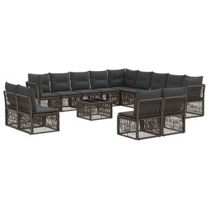 vidaXL Aia Diivanikomplekt 14 pcs Hall pol&uuml;rotang