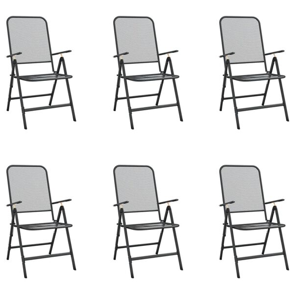 vidaXL 7-osaline aia söögimööbli komplekt, antratsiit, metall, võrk