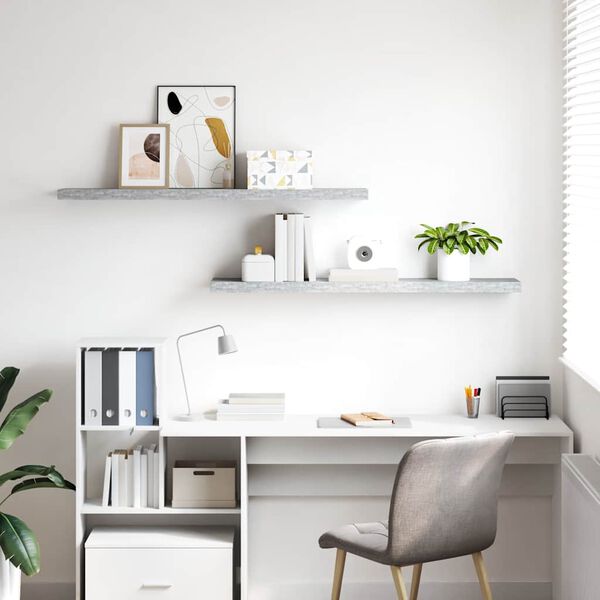 vidaXL seinariiulid 2 tk, betoonhall, 120 x 23,5 x 3,8 cm MDF