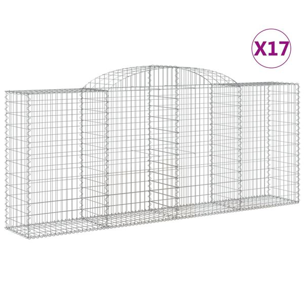 vidaXL kaarekujulised gabioonkorvid 17 tk, 300x50x120/140 cm, raud