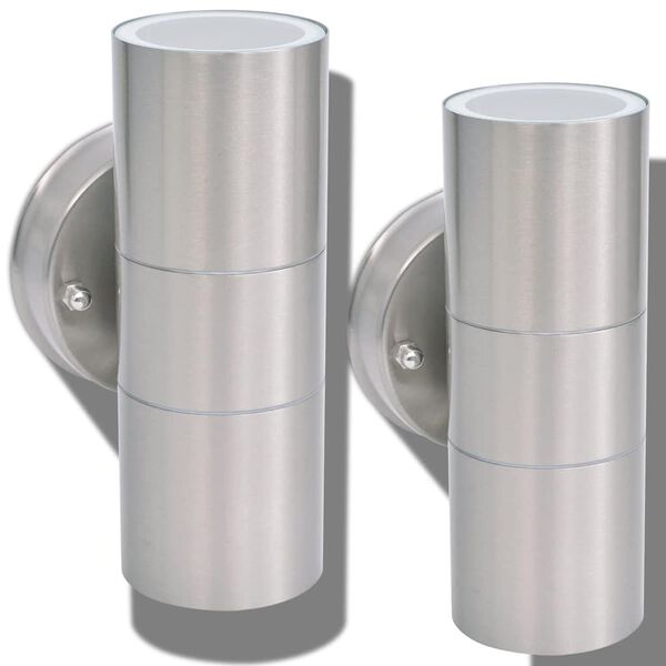 vidaXL LED-valgustid &otilde;ue 2 tk, roostevaba teras, &uuml;les/alla suunatud