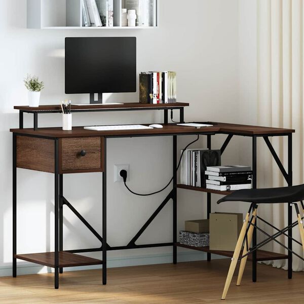 vidaXL Laud LED -ribatuledega Pruun tamme 120 x 79 x 86,5 cm Tehispuit