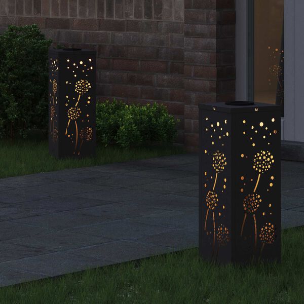 vidaXL P&auml;ikese LED k&auml;igutee tuli 2 pcs Must K&uuml;lmvaltsitud teras