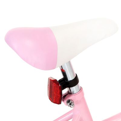 vidaXL laste jalgratas esipakiraamiga, 12'', valge ja roosa