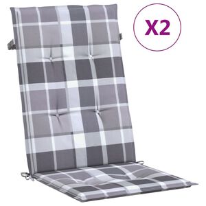 vidaXL k&otilde;rge seljatoega toolipadjad 2 tk, ruudud120x50x3 cm, kangas