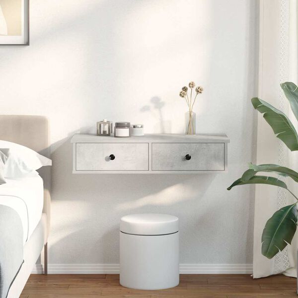 vidaXL seinariiul sahtlitega, betoonhall, 80 x 34 x 17 cm, tehispuit