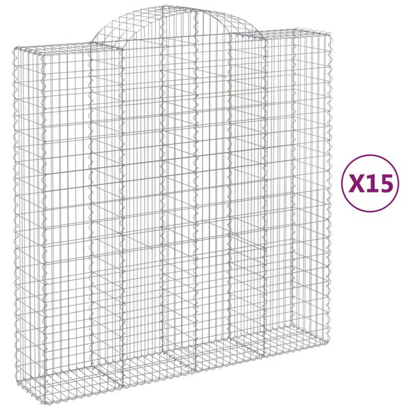 vidaXL kaarekujulised gabioonkorvid 15 tk, 200x50x200/220 cm, raud