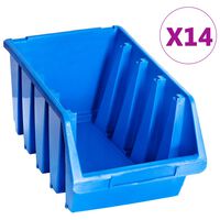 vidaXL virnastatavad hoiukarbid 14 tk, sinine, plast