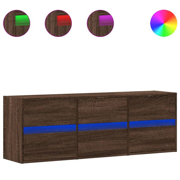 vidaXL teleri seinakapp LED-tuledega, pruun tamm, 130x31x45 cm