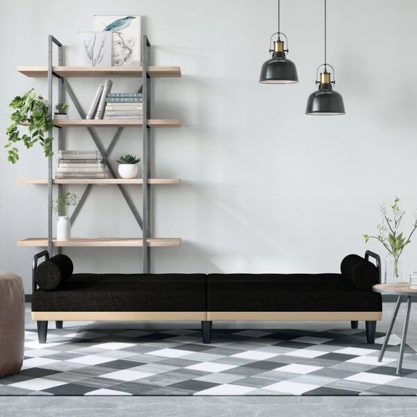 vidaXL diivanvoodi k&auml;etugedega, must, kangas