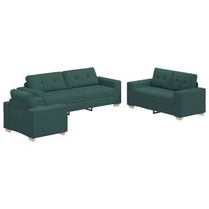 vidaXL Diivan 3 pcs Tume rohelise 221 x 80 x 80 cm Lina-segu kangas