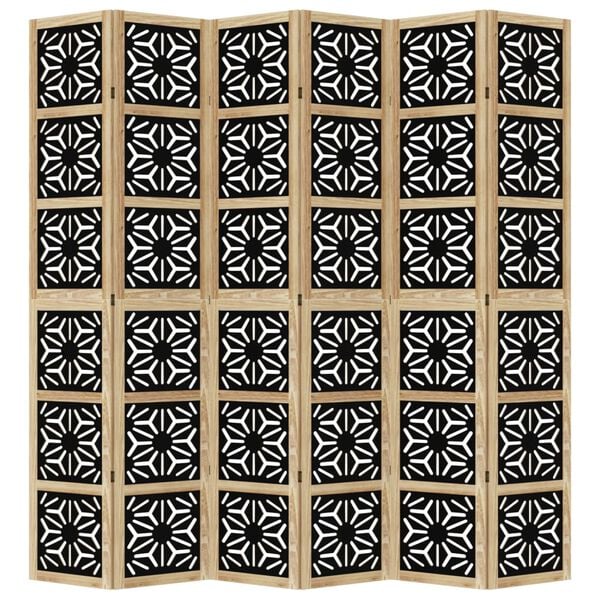 vidaXL 6 paneeliga ruumijagaja, pruun ja must, Paulownia puit