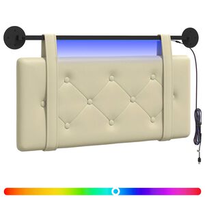 vidaXL Rippuv voodipeats LED-valgustusega Kreemjas Kunstnahk