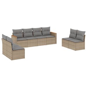 vidaXL 8-osaline aiadiivani komplekt patjadega, beež, pol&uuml;rotang
