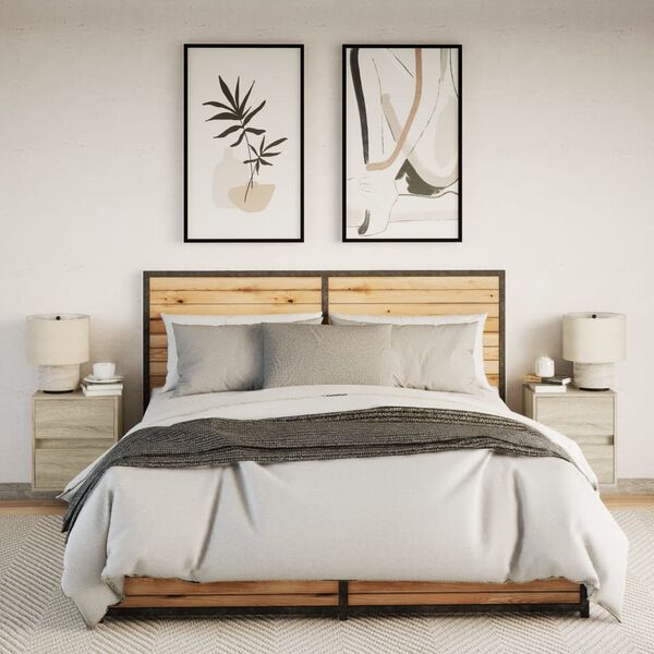 vidaXL seinale kinnitatavad &ouml;&ouml;kapid LED-tuledega 2 tk, Sonoma tamm