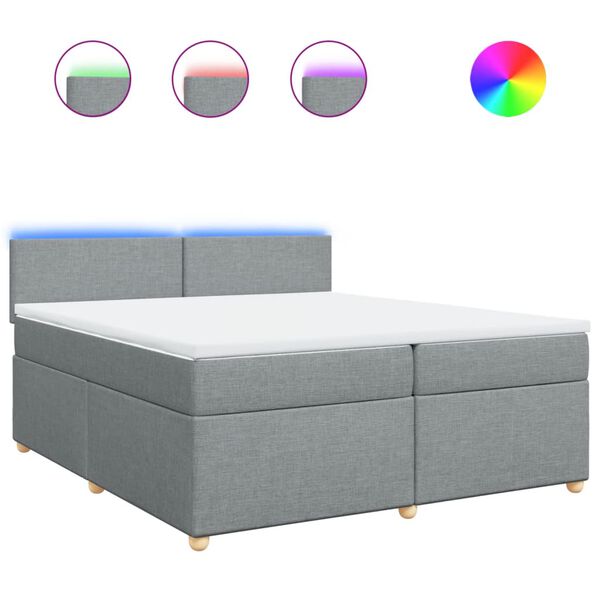 vidaXL kontinentaalvoodi madratsiga, helehall, 200x200 cm, kangas