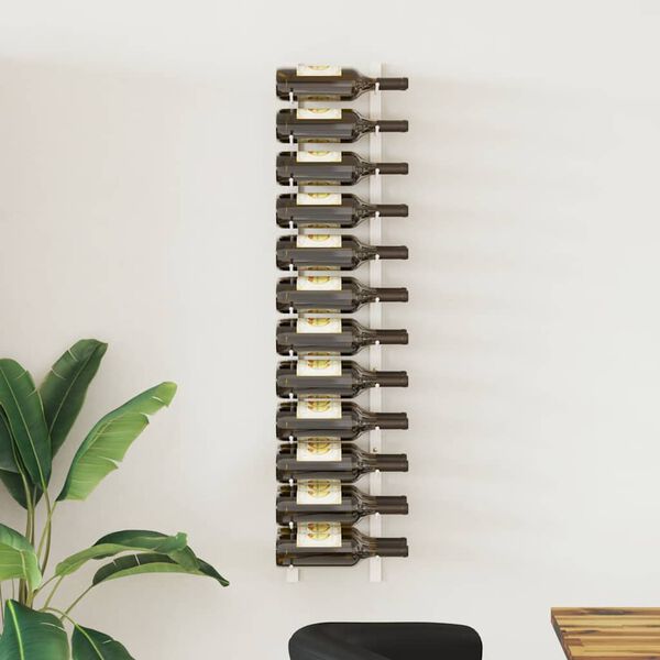 vidaXL seinale kinnitatav veiniriiul 24 pudelile, valge raud