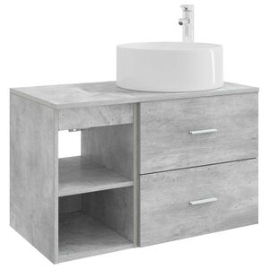 vidaXL Vannitoa m&ouml;&ouml;bleset 2 pcs Betoonhall Tehispuit