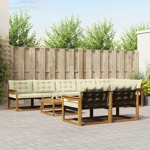 vidaXL V&auml;li diivanikomplekt padjaga 9 pcs Looduslik ja kreem