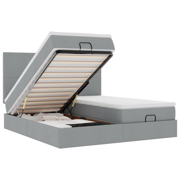 vidaXL Ottomani voodiraam madratsitega, helehall, 180x200cm, kangas