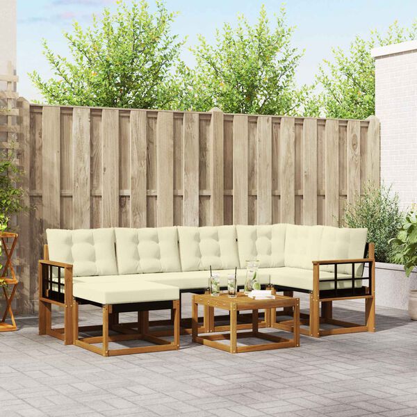 vidaXL V&auml;li diivanikomplekt padjaga 7 pcs Looduslik ja kreem