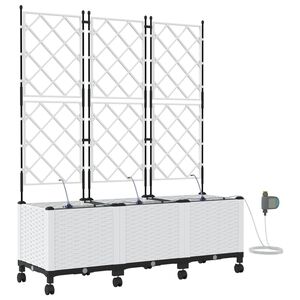 vidaXL Aiakonteiner Kastmise ja Ratastega 3 tk Valge 120 x 40 x 148 cm